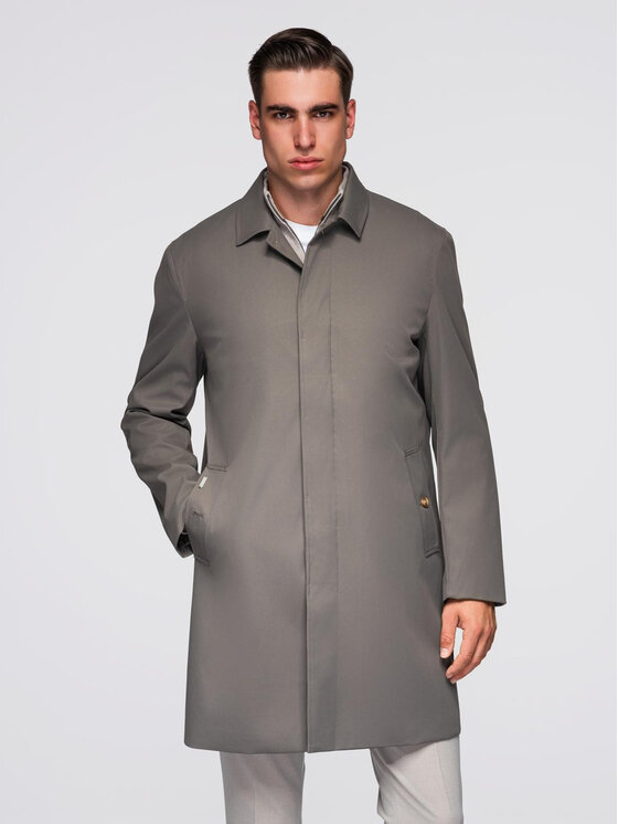 Ombre Ombre Płaszcz zimowy OM-COLC-0144 Brązowy Regular Fit
