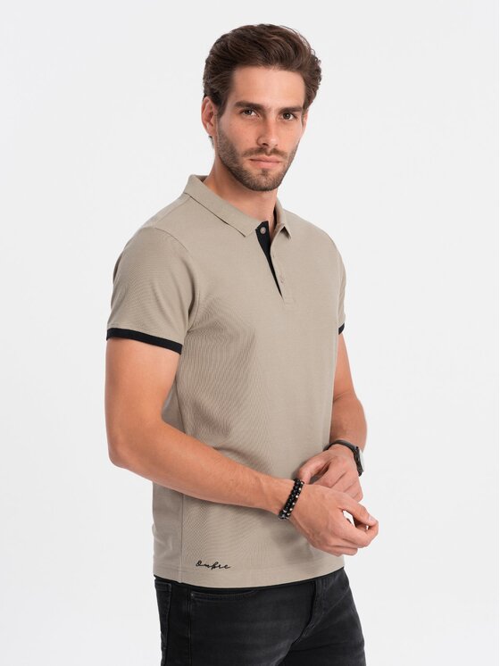 Ombre Ombre Polokošile OM-POSS-0113 Hnědá Fitting Fit