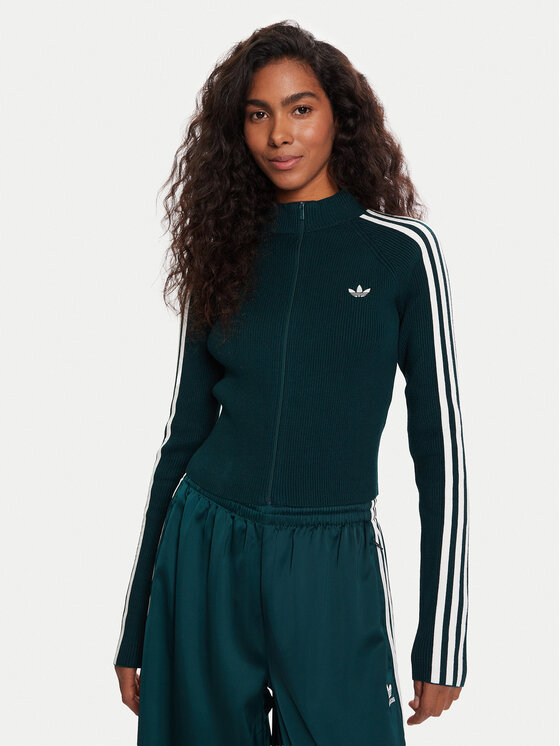 adidas adidas Mikina adicolor 3-Stripes JY2599 Zelená Slim Fit