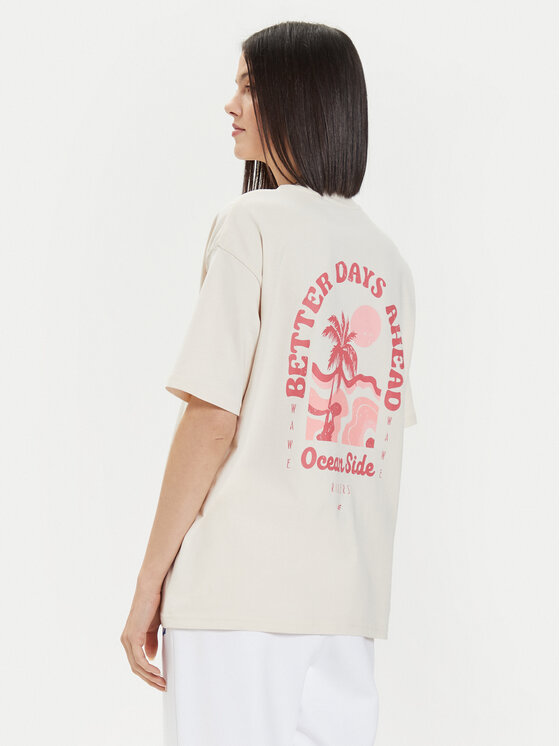 4F 4F T-krekls 4FWSS24TTSHF1265 Écru Oversize