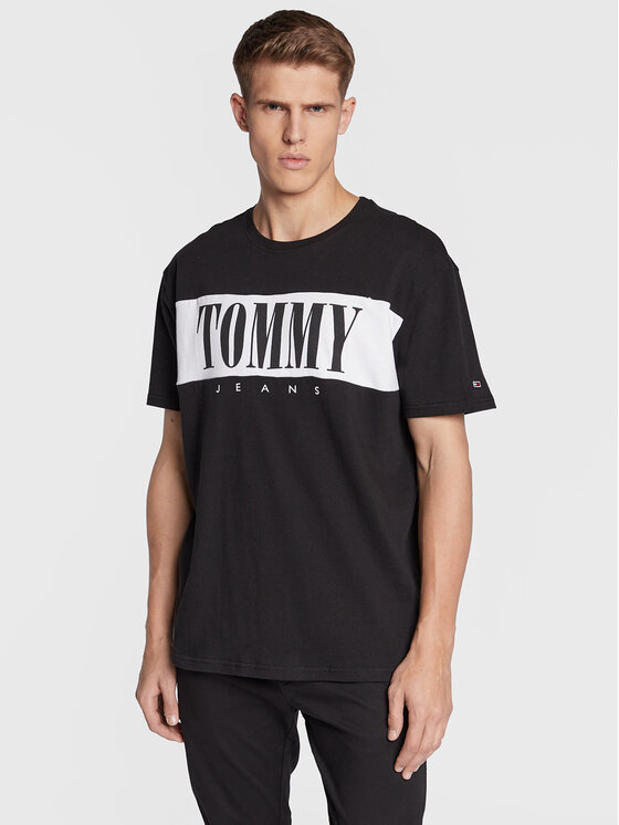 Tommy Jeans Tricou Colorblock Serif DM0DM14994 Negru Regular Fit