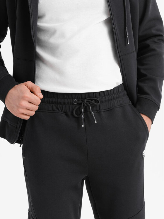 Ombre Ombre Spodnie dresowe OM-PASK-0226 Czarny Regular Fit