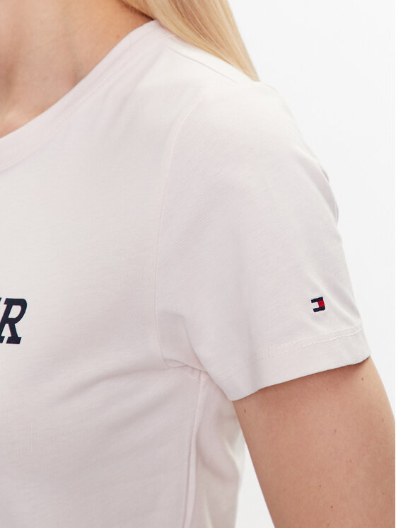 Tommy Hilfiger Tommy Hilfiger Tricou WW0WW38872 Écru Slim Fit
