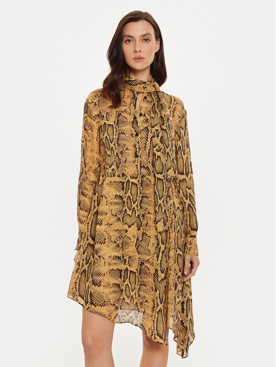 Sisley Košeľové šaty 4YBMLV065 Hnedá Regular Fit