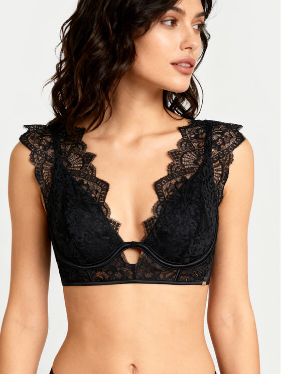 Hunkemöller Hunkemöller Biustonosz z fiszbiną Zoe Up LL Czarny