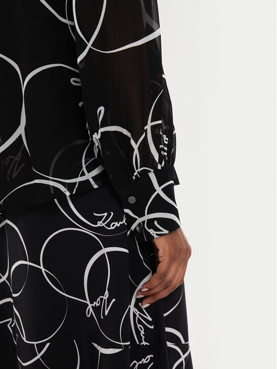 KARL LAGERFELD KARL LAGERFELD Bluse 245W1604 Schwarz Regular Fit