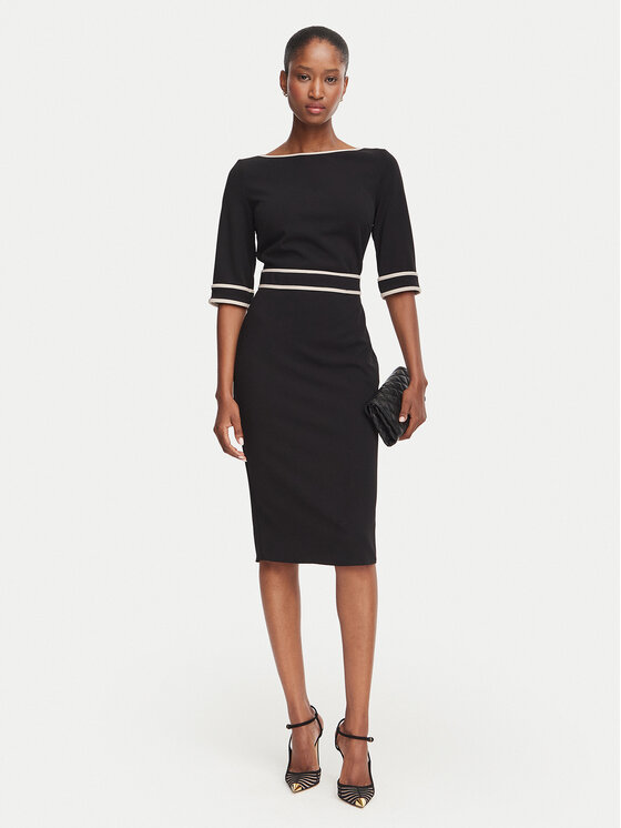 Rinascimento Rinascimento Коктейлна рокля CFC0131086003 Черен Slim Fit