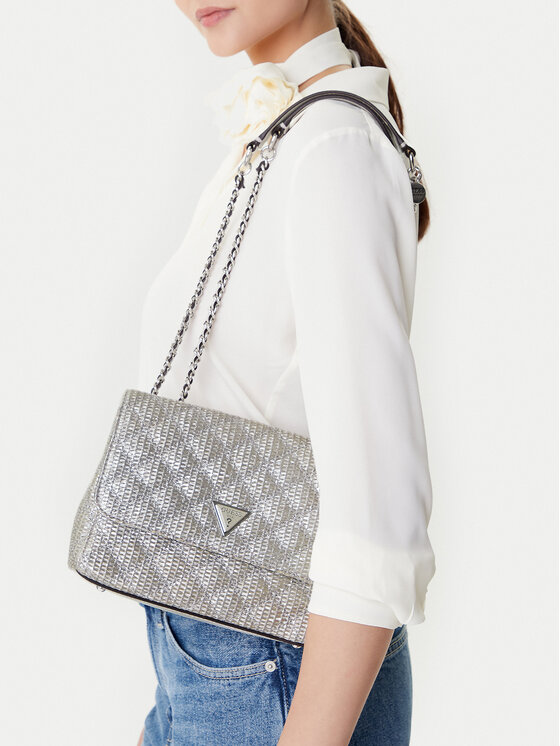 Guess Guess Ročna torba Giully II HWQM96 73200 Srebrna