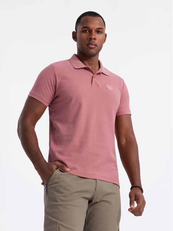 Ombre Ombre Polokošile OM-POBS-0100 Růžová Regular Fit
