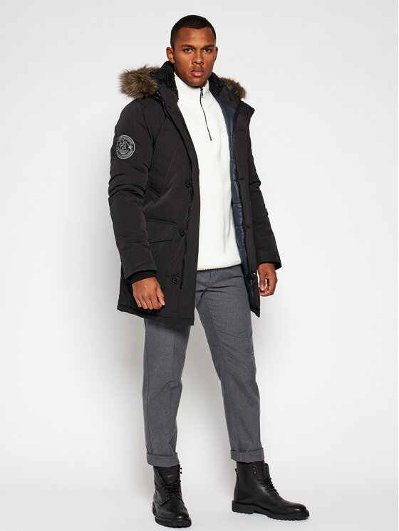 Superdry Superdry Зимова куртка Everest M5010204A Чорний Regular Fit