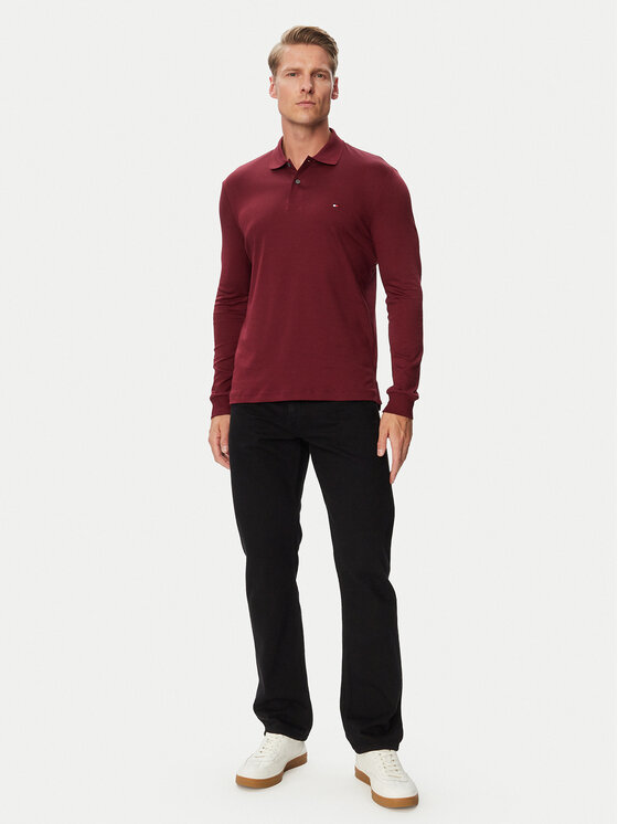 Tommy Hilfiger Tommy Hilfiger Тениска с яка и копчета MW0MW37317 Бордо Regular Fit