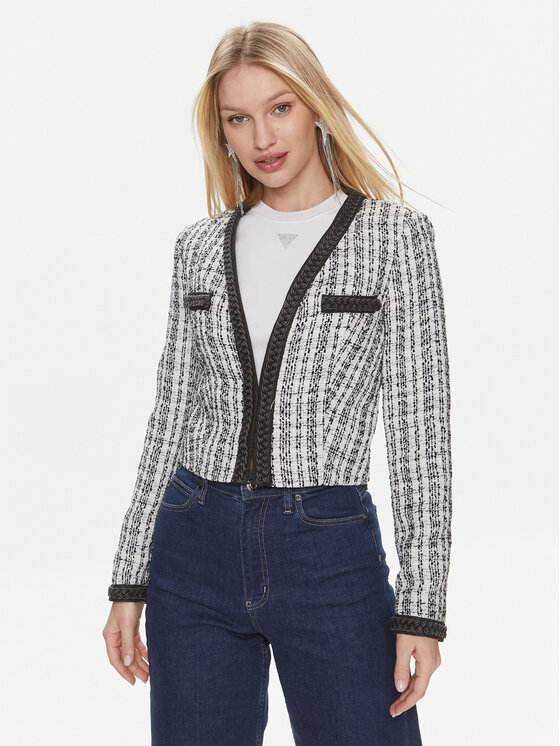 Guess Guess Švarkas Tosca Braid Boucle J W4RN38 WFWV2 Juoda Regular Fit