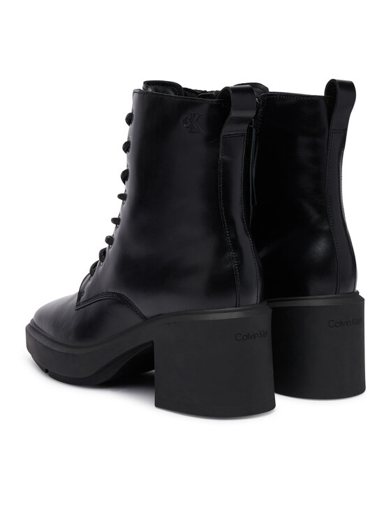 Calvin Klein Calvin Klein Kotníková obuv Block Heel Ank Boot Laceup Lth HW0HW03174 Černá