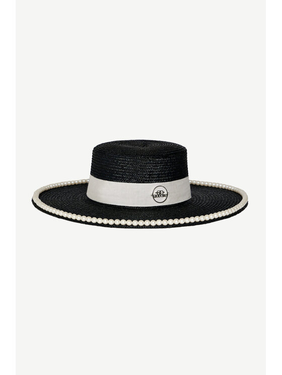 GIODORO GIODORO Klobúk Ixonio Iconic Canotier Straw Pearl Čierna