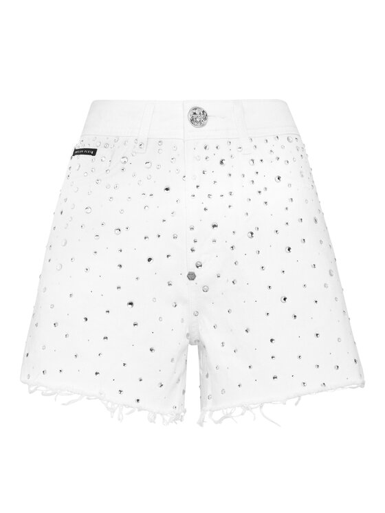 PHILIPP PLEIN PHILIPP PLEIN Szorty jeansowe 1991 Biały Skinny Fit