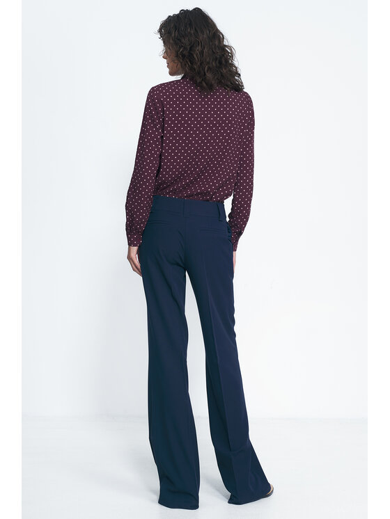 NIFE NIFE Kalhoty z materiálu SD81 Tmavomodrá Wide Leg
