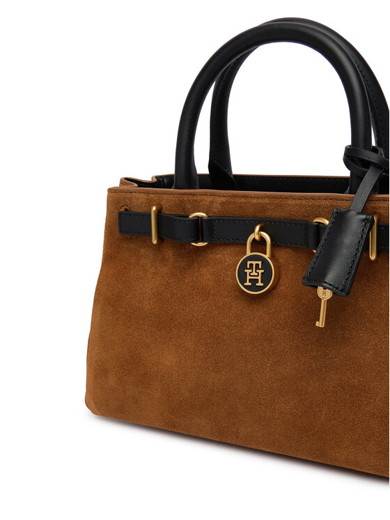 Tommy Hilfiger Tommy Hilfiger Handtasche American Icon Mini Tote Suede Le AW0AW18202 Hellbraun