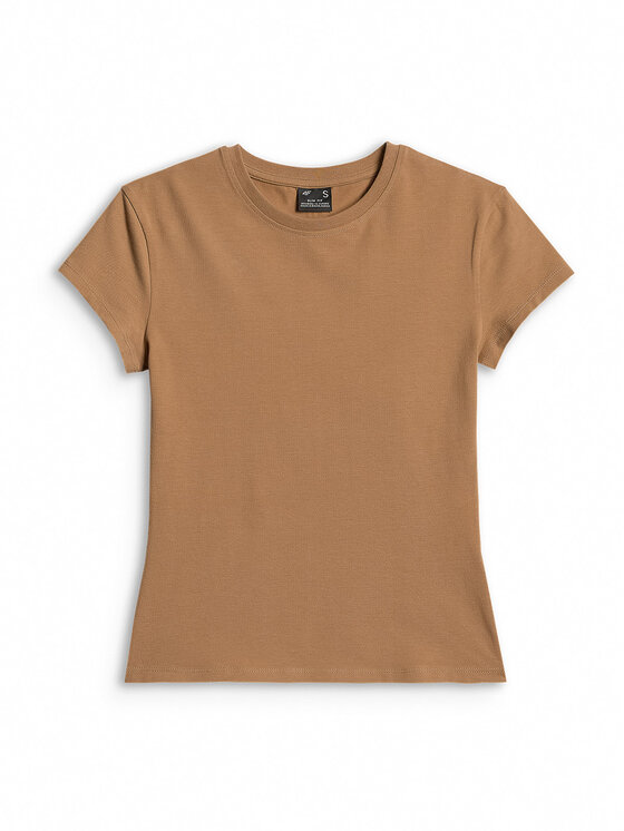 4F 4F T-Shirt ESSENTIAL 5 Brązowy jasny Slim Fit