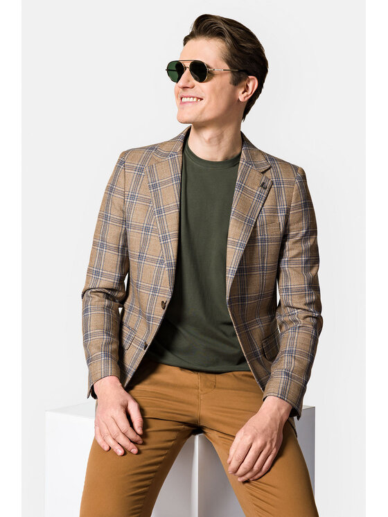 Lancerto Lancerto Marynarka Timaru MA131123000006 Beżowy Slim Fit