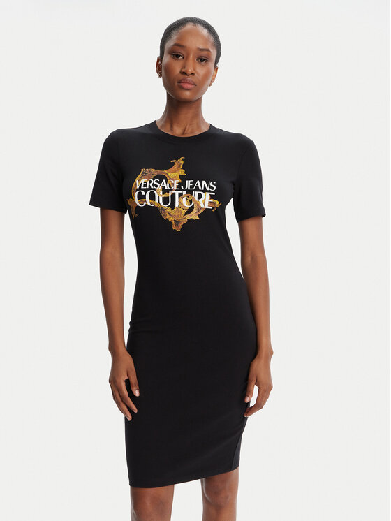 Versace Jeans Couture Sukienka codzienna 79HAOE06 CJ02E Czarny Regular Fit