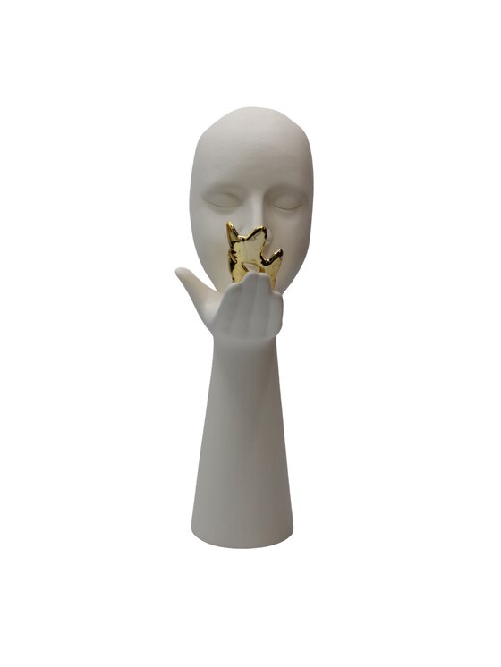 MIAhome MIAhome Figurka maska ze złotym motylem PAPILIO Biały