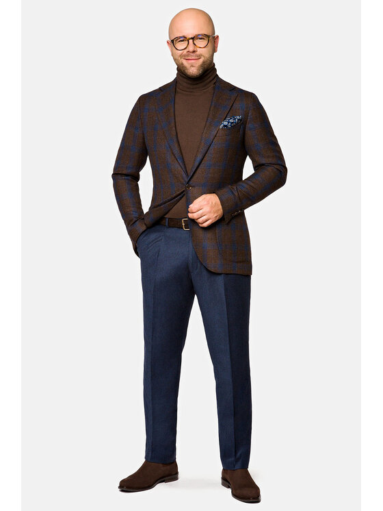 Lancerto Lancerto Marynarka Valberga Brązowy Slim Fit