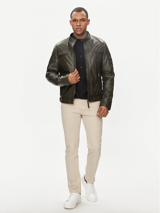 Serge Pariente Serge Pariente Lederjacke Erico Grün Regular Fit