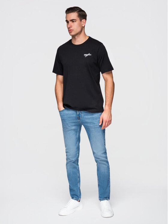 Ombre Ombre T-Shirt OM-TSPT-0258 Czarny Regular Fit