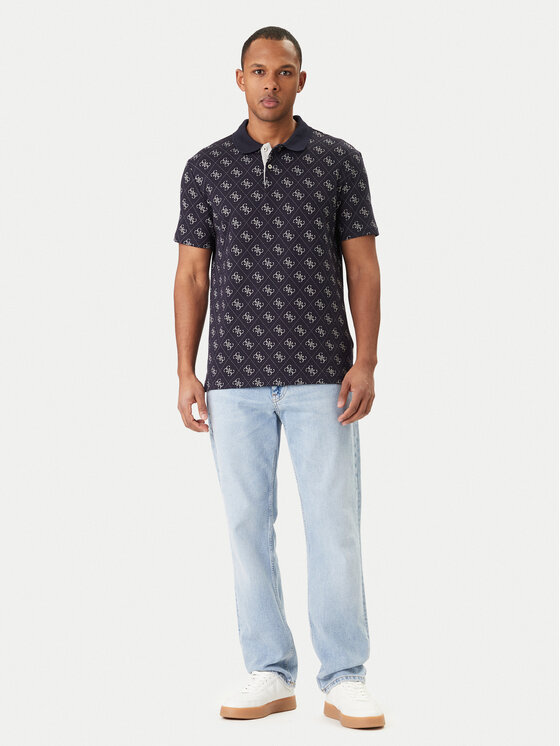 Guess Guess Тениска с яка и копчета M6GP04 K3073 Тъмносин Regular Fit