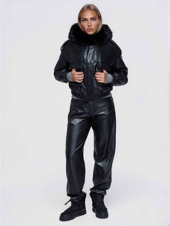 Ombre Ombre Kurtka zimowa OW-JT-E0015 Czarny Relaxed Fit