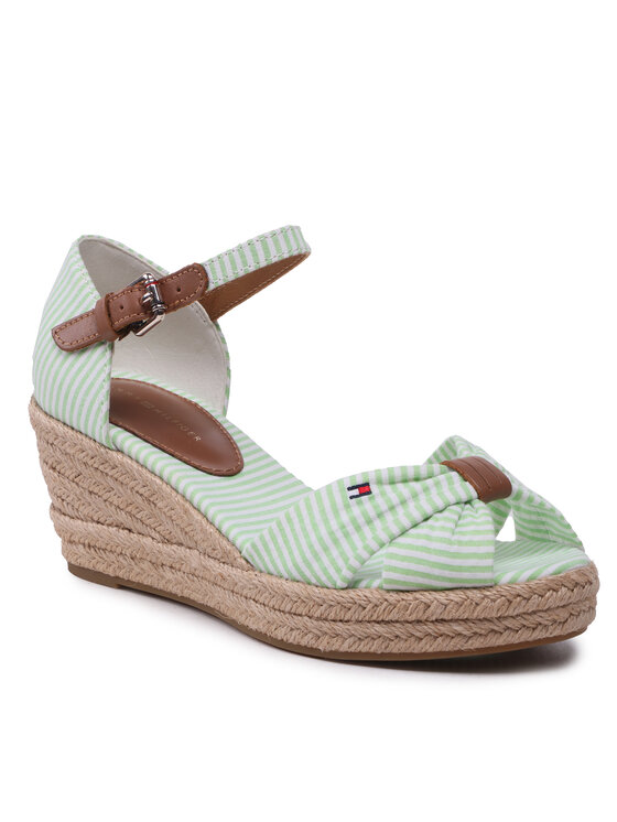 Tommy Hilfiger Espadrile High Wedge Seersucker FW0FW07158 Zelena