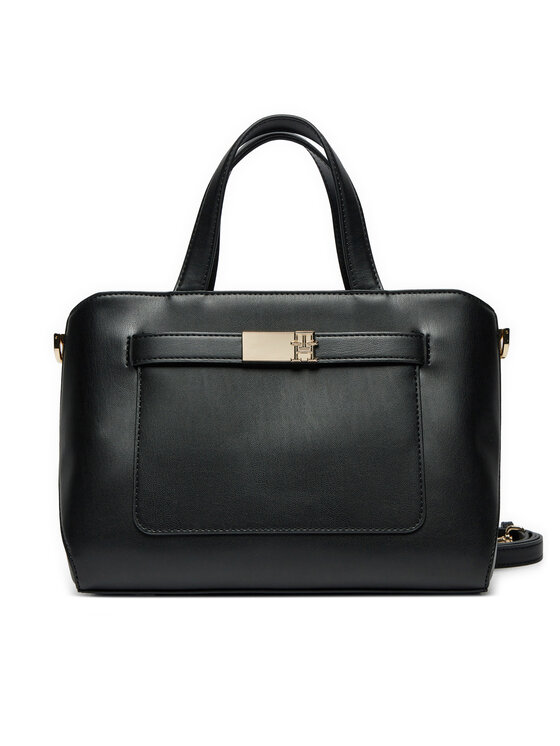 Geantă Tommy Hilfiger Th Heritage Mini Satchel AW0AW17374 Negru