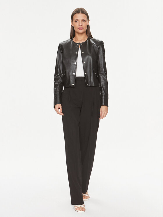 BOSS Boss Odinė striukė Samarie 50505500 Juoda Slim Fit