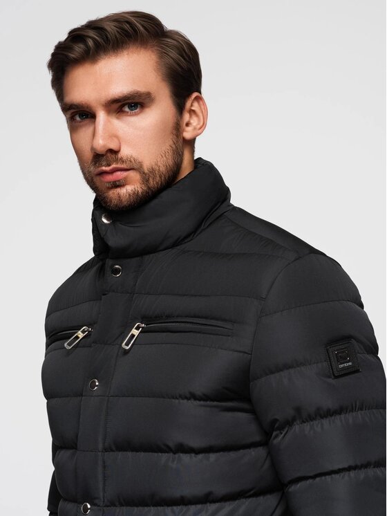 Ombre Ombre Kurtka przejściowa OM-JALP-0260 Czarny Regular Fit