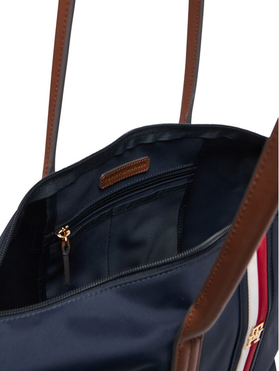 Tommy Hilfiger Tommy Hilfiger Torebka Popette Tote Corp AW0AW19027 Granatowy