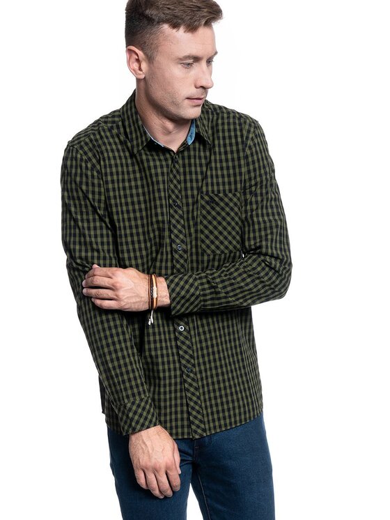 Mustang Mustang Camicia CLEMENS VICHY CHECK Verde Regular Fit