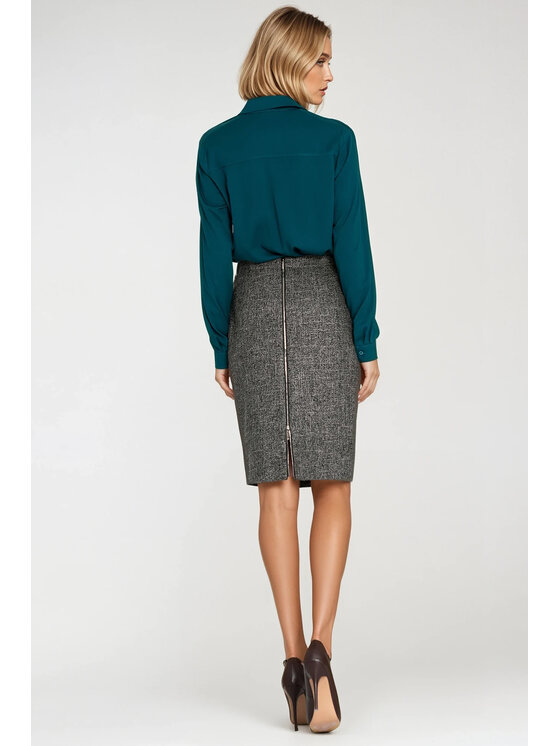 NIFE NIFE Midi sukně SP85 Černá Fitted Fit