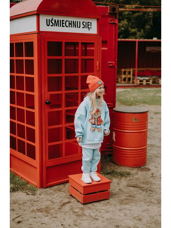 Bejbi Story Bejbi Story Bluza Bluza oversize Rodney Teddy z kapturem Błękitny Oversize