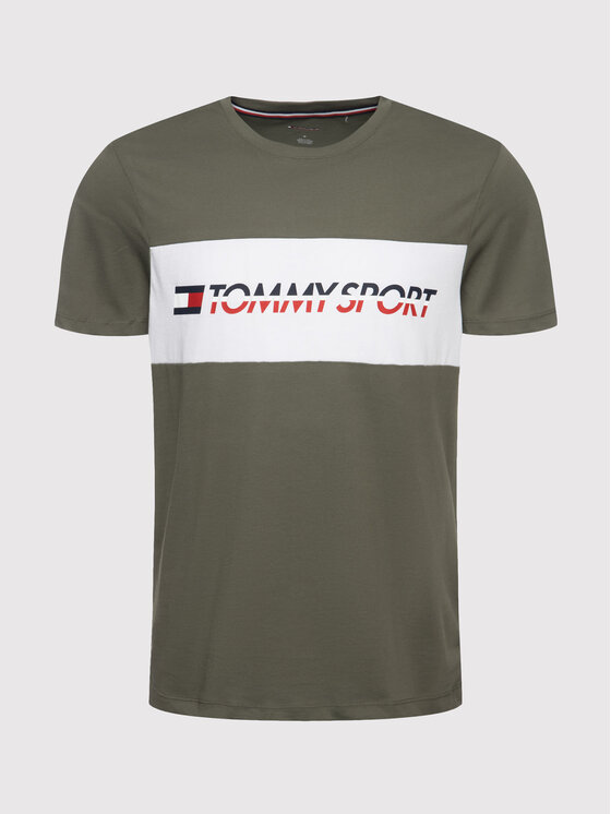 Tommy Sport Tommy Sport T-Shirt Logo S20S200082 Zielony Regular Fit