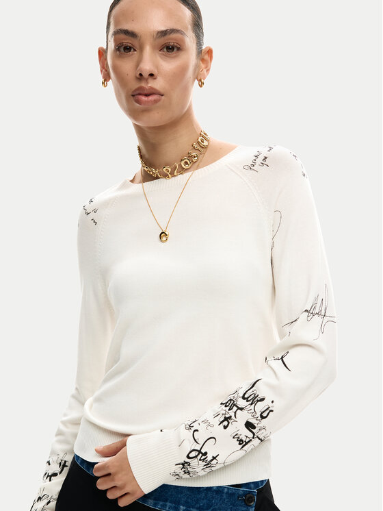 Desigual Desigual Maglione Marquette 26SWJF10 Écru Regular Fit