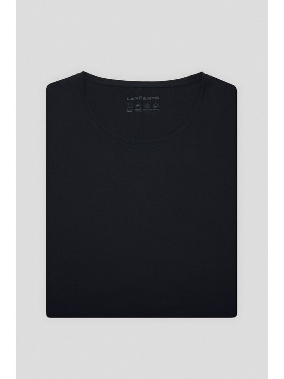 Lancerto Lancerto T-Shirt Koszulka Damska z Bawełną Czarna Savina TS073225000010 Czarny Slim Fit
