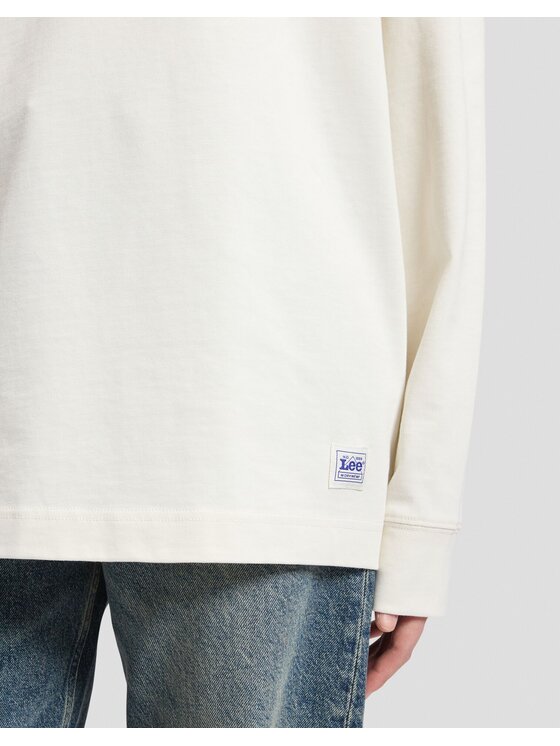 Lee Lee T-Shirt WORKWEAR LS BOXY HEAVY T Biały Relaxed Fit