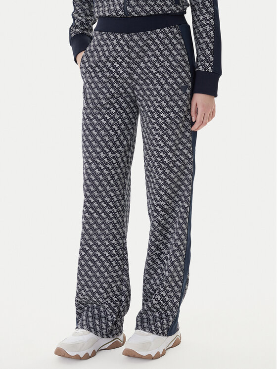Guess Guess Spodnji del trenirke V6RB09 K2042 Mornarsko modra Wide Leg