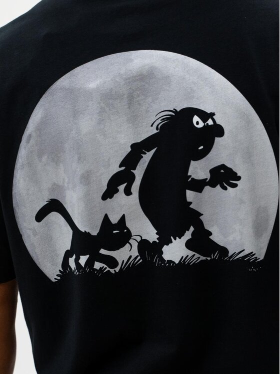 Smerfy Smerfy T-Shirt Koszulka Z Krótkim Rękawem Oversize Męska Czarna Smerfy Full Moon L Czarny Oversize
