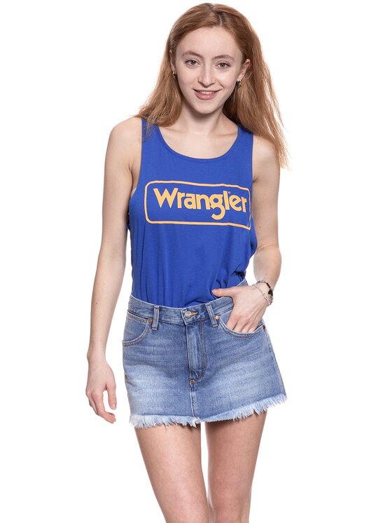 Wrangler Wrangler T-Shirt B&Y KABEL TANK Niebieski Regular Fit