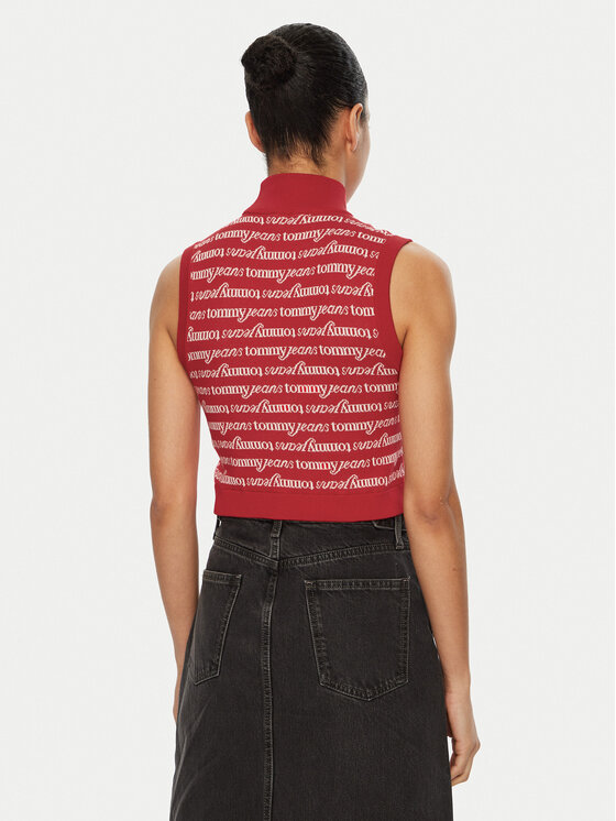 Tommy Jeans Tommy Jeans Dolčevita DW0DW19346 Crvena Slim Fit