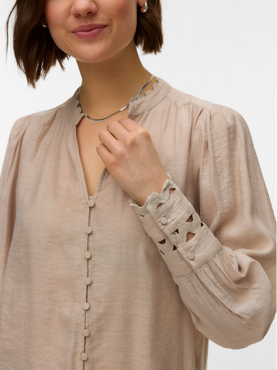 Vero Moda Vero Moda Koszula Irina 10338396 Beżowy Regular Fit