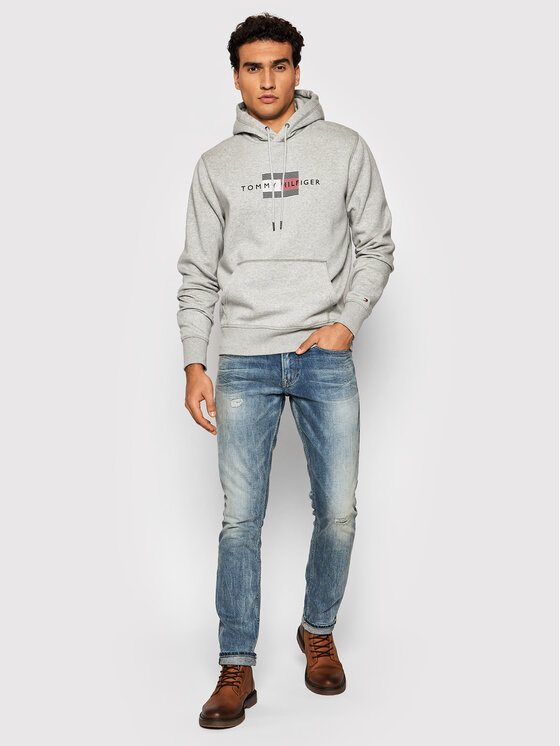 Tommy Hilfiger Sweatshirt Lines MW0MW20952 Grau Regular Fit  