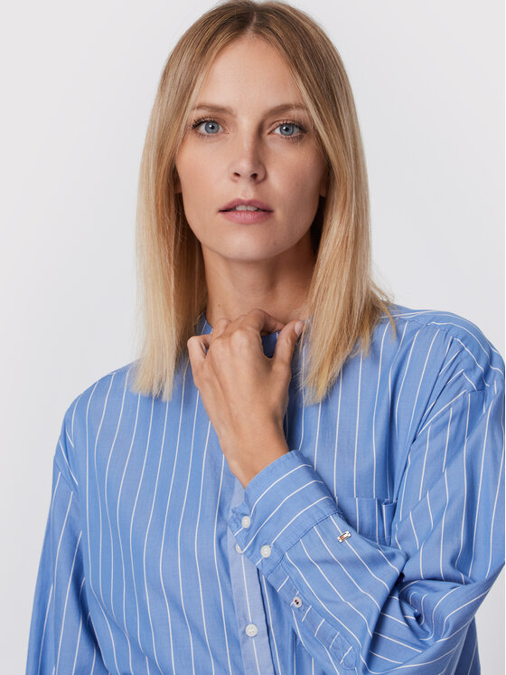 Tommy Hilfiger Tommy Hilfiger Košilové šaty Co Modal WW0WW33232 Modrá Relaxed Fit