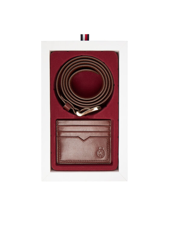 Tommy Hilfiger Tommy Hilfiger Подаръчен сет Th Crest Belt And Cc Holder AM0AM13934 Кафяв